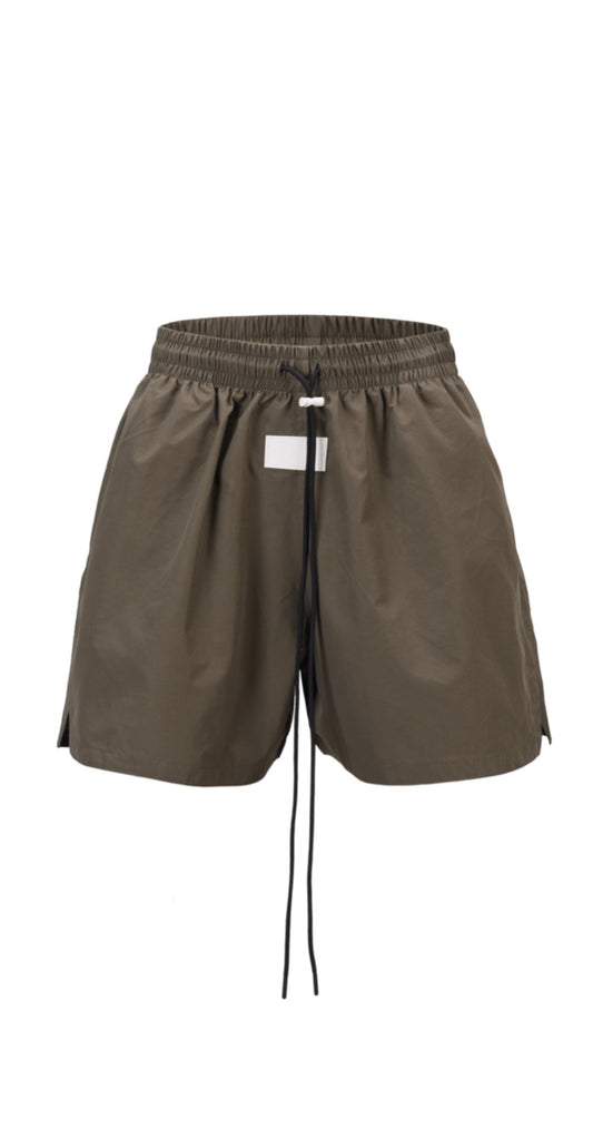 ARMY GREEN LONG DRAWSTRING SHORTS
