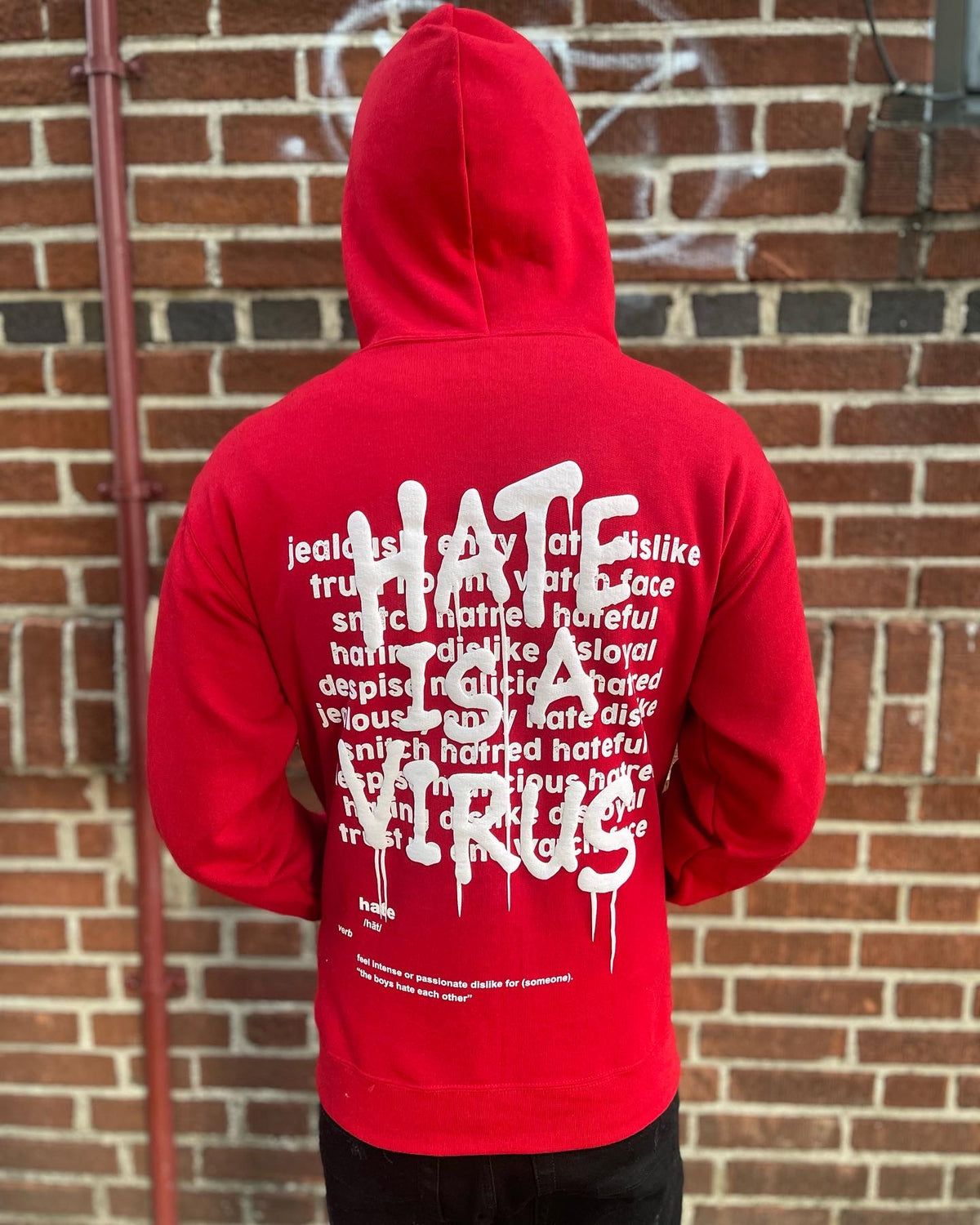 HATE IS A VIRUS Red Hoody