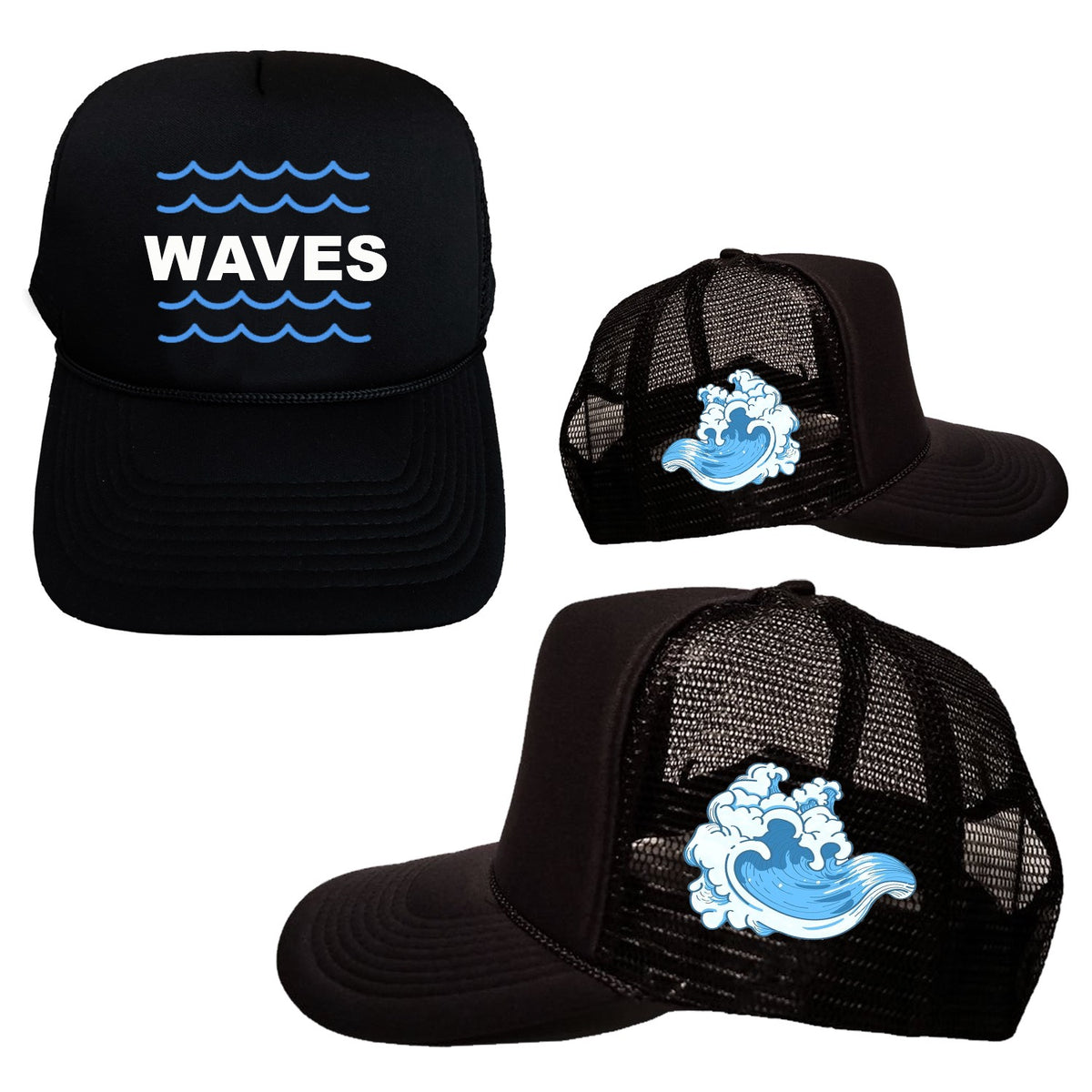 MPR CLOTHING BLACK RIDE THE WAVE TRUCKER HAT