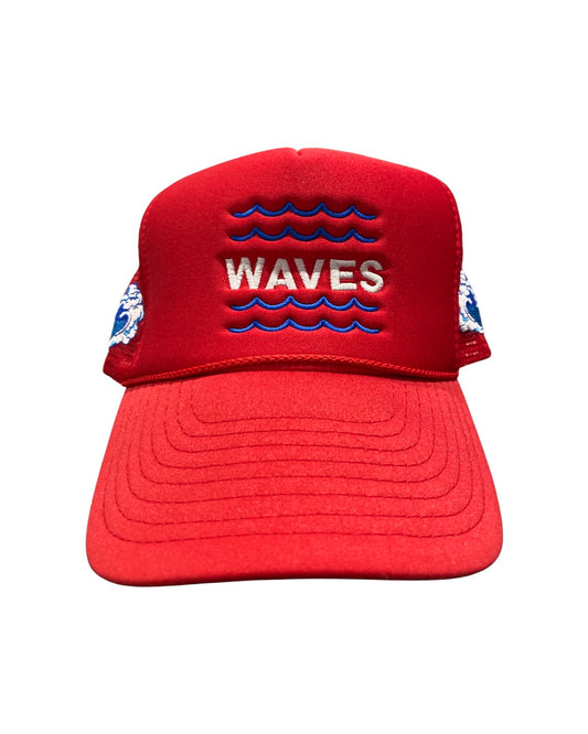 MPR CLOTHING RED RIDE THE WAVE TRUCKER HAT