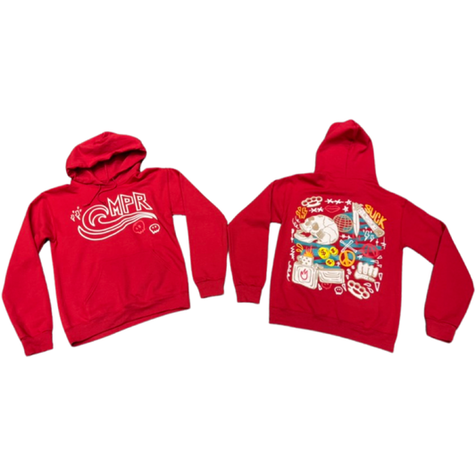 MPR CLOTHING MONEY POWER RESPECT RED HOODIE