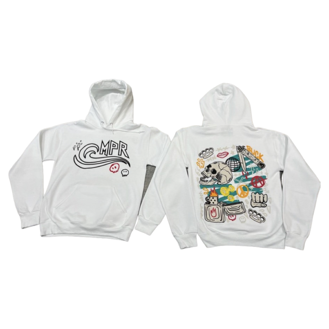 MPR CLOTHING MONEY POWER RESPECT WHITE HOODIE